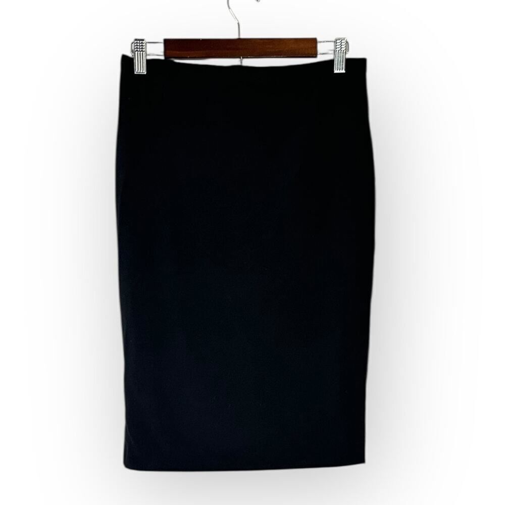 Jean Paul Gaultier Femme Pencil Skirt Women's 6 Black Wool Silk Knee Length Slit